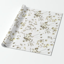 Papel De Presente Tapete Cupido Angel Beige Creme Floral
