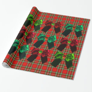 PAPEL DE PRESENTE TARTAA ESCOCITA COM ARCOS VERDE DE NATAL VERDE