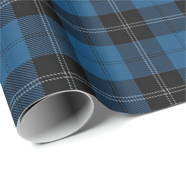 Papel De Presente Tartan azul do Scottish da caça de Ramsay do clã (Ponta do rolo)