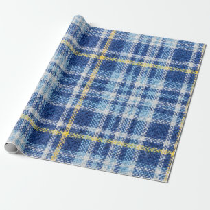 Papel De Presente Tartan azul e amarelo ou fundo xadrez para as fas