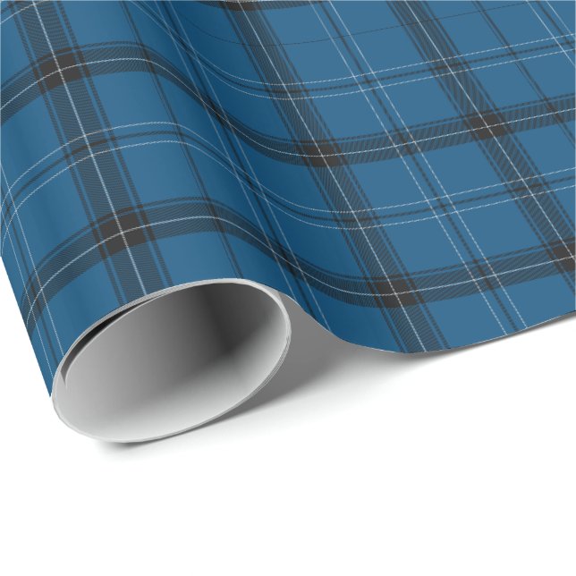 Papel De Presente Tartan Azul Escocês Ramsay (Ponta do rolo)