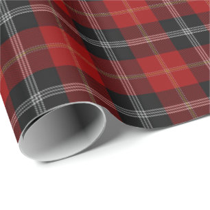 Papel De Presente Tartan branco preto vermelho escocês de
