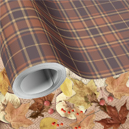 Papel De Presente Tartan - Brown - Taupe-Burnt Siena-Russo Dourado