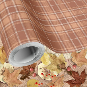 Papel De Presente Tartan - Burnt Sienna-Terracotta-Milky Brown