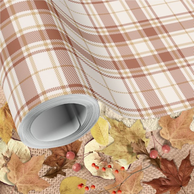 Papel De Presente Tartan - Cement-Burnt Siena-Rustic Dourado (Tartan -Cement- Burnt Sienna-Rustic Gold- Wrapping Paper Roll by Leapfroglisics Shop)
