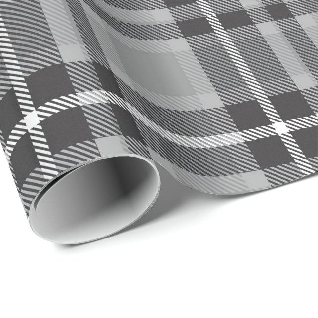 Papel De Presente Tartan cinzento (Ponta do rolo)