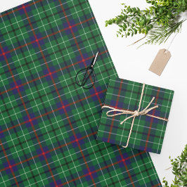 Papel De Presente Tartan Clan Duncan Xadrez Green Blue Check