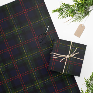 Papel De Presente Tartan Clan Malcolm Purple Green Red Check Padrão