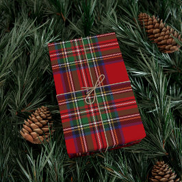 Papel De Presente Tartan Clan Stewart Xadrez Black Red Check Pattern