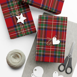 Papel De Presente Tartan Clan Stewart Xadrez Black Red Check Russo