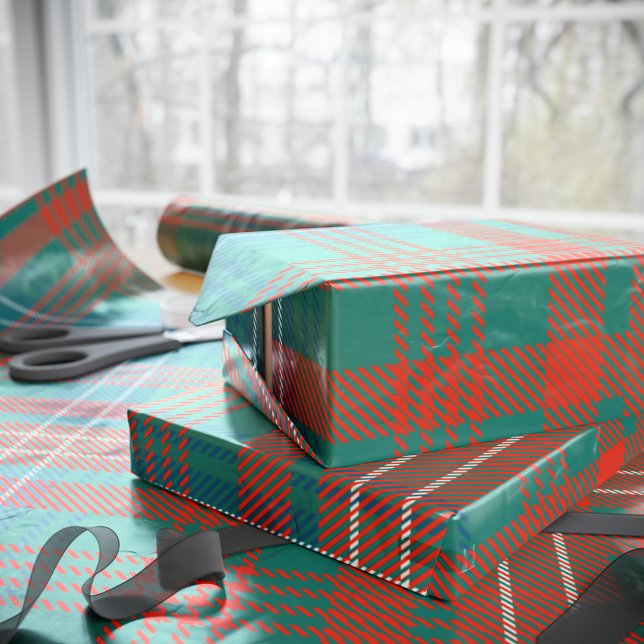 Papel De Presente Tartan Clan Wilson Xadrez Orange Blue Check (Plaid Clan Wilson Tartan Wrapping Paper)