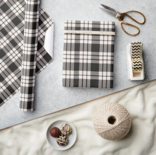 Papel De Presente Tartan clássico preto e branco