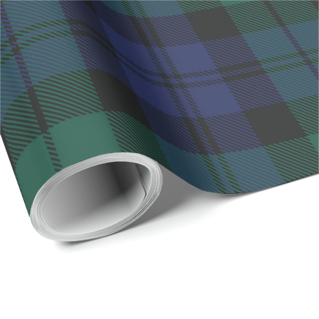 Papel De Presente Tartan Clássico Russo da Xadrez Verde (Ponta do rolo)