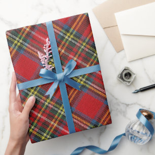 Papel De Presente Tartan Clássico Vermelho, Amarelo, Verde 