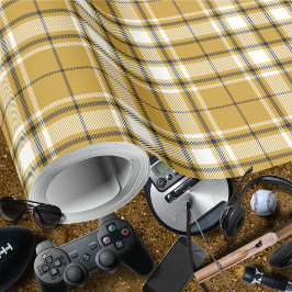 Papel De Presente Tartan - Costa Dourada do Marfim e grafite