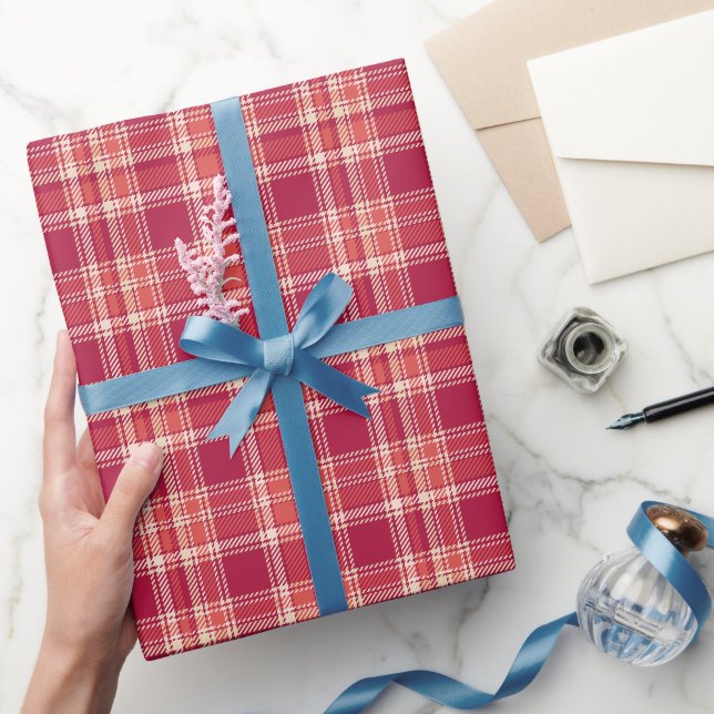 Papel De Presente Tartan da Xadrez vermelha (Presentear)