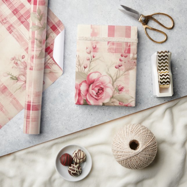 Papel De Presente Tartan de Natal com Dor de chique (Artesanato)