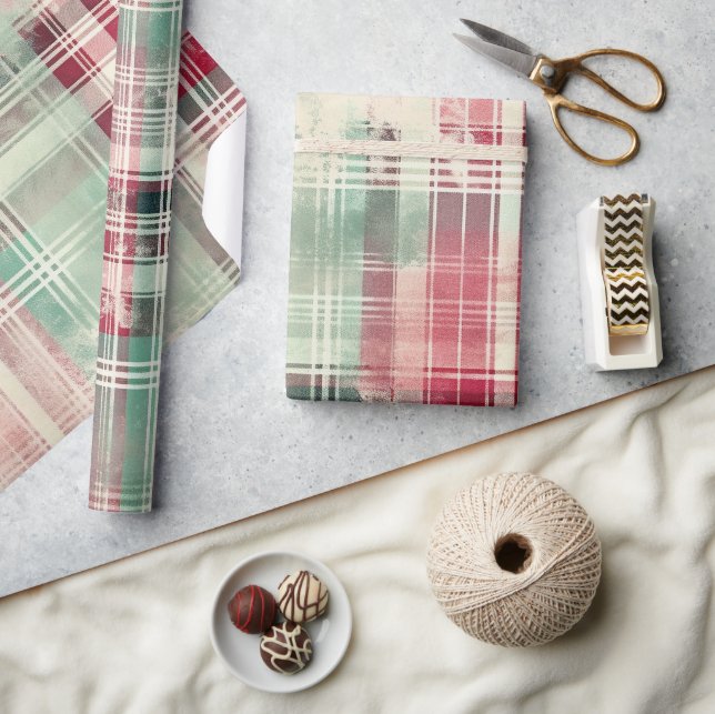 Papel De Presente Tartan de Natal com Dor de chique (Artesanato)