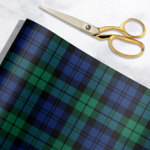 Tartan de Natal Verde Azul Preto Clássico Black Wa