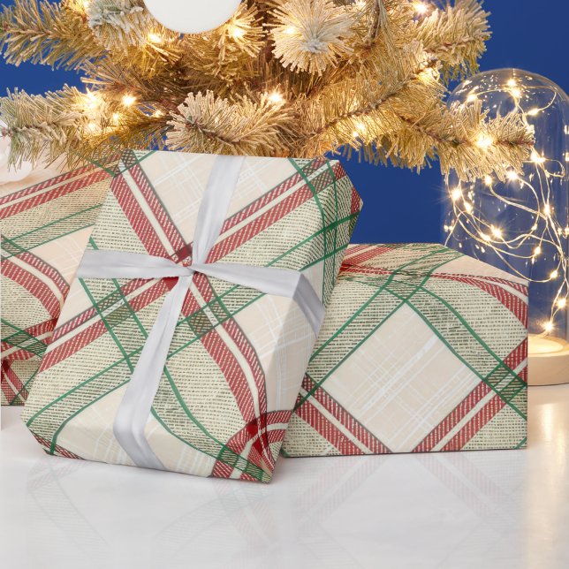 Papel De Presente Tartan do lado das árvores (Feriados)
