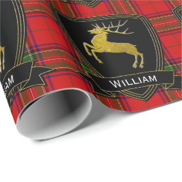 Papel De Presente Tartan Dourado de Stewart do veado