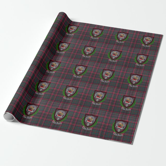 Papel De Presente Tartan e Brasão do Clã Escocês Buchan (Desenrolado)