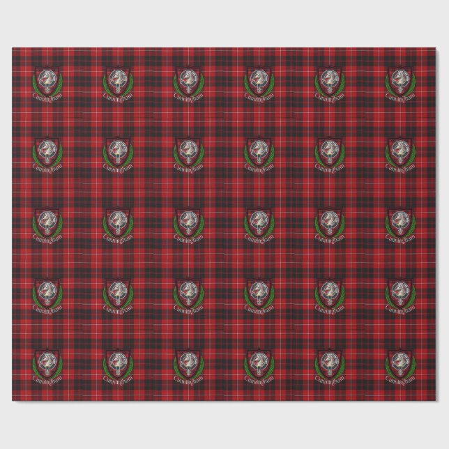 Papel De Presente Tartan e Brasão do Clã Escocês Cunningham (Aberto)