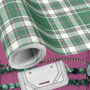 Papel De Presente Tartan - Esmeralda Verde-Ivory-Rosa Rosa