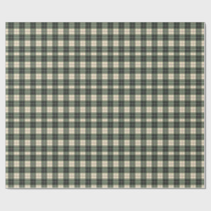 Papel De Presente Tartan Floresta Verde e Creme Floco de Neve