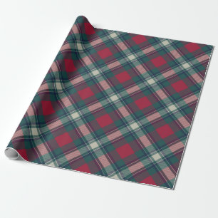 Papel De Presente Tartan Moderno Escocês Vermelho Verde