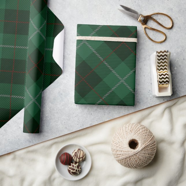 Papel De Presente Tartan Plaid de Natal Verde e Vermelho (Artesanato)