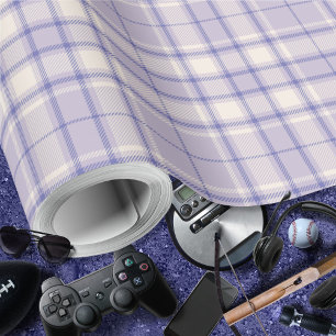 Papel De Presente Tartan - Pomve-Cement - Púrpura Escura-Branca