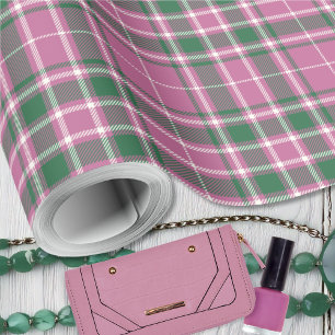 Papel De Presente Tartan - Rosa Rosa-Esmeralda Verde-Marfim