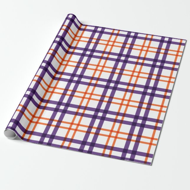 Papel De Presente Tartan roxo e laranja (Desenrolado)