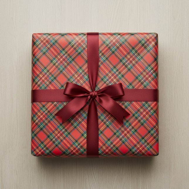 Papel De Presente Tartan Royal Stewart (Royal Stewart Tartan Wrapping Paper)