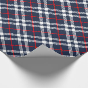 Papel De Presente Tartan Vermelho Branco e Azul