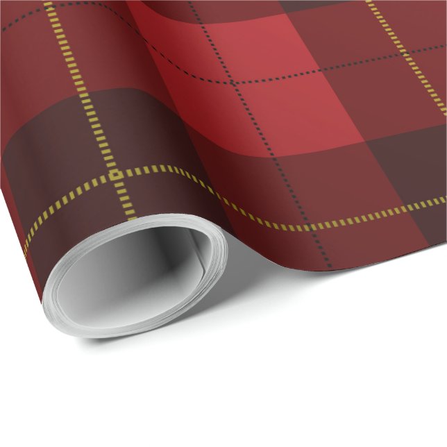 Papel De Presente Tartan Vermelho Clássico Vermelho Xadrez Russo (Ponta do rolo)