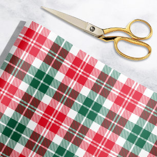 Papel De Presente Tartan Vermelho Festivo Verde e Branco de Natal