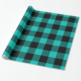 Papel De Presente Tartan Xadrez Azul Verde Preto Grande do Lenhador