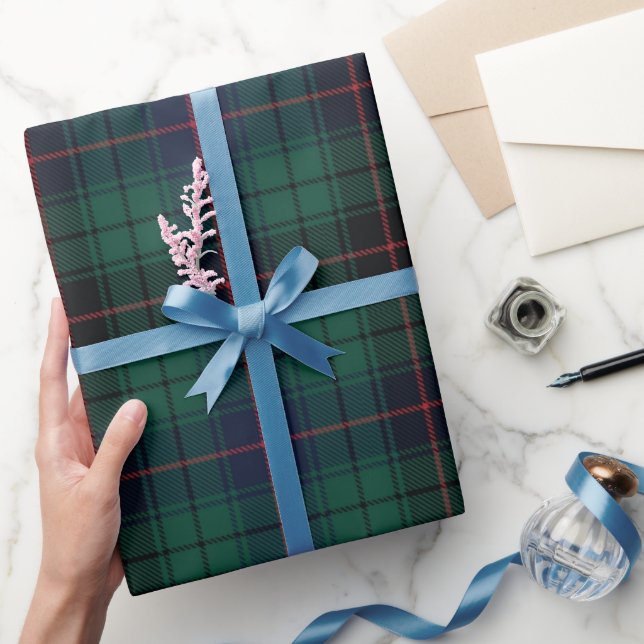 Papel De Presente Tartan Xadrez Escocês Tradicional do Clã Davidson  (Presentear)