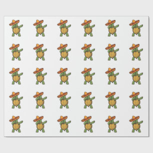 Papel De Presente Tartaruga Dabbing Sombrero Design Vetorial Vintage