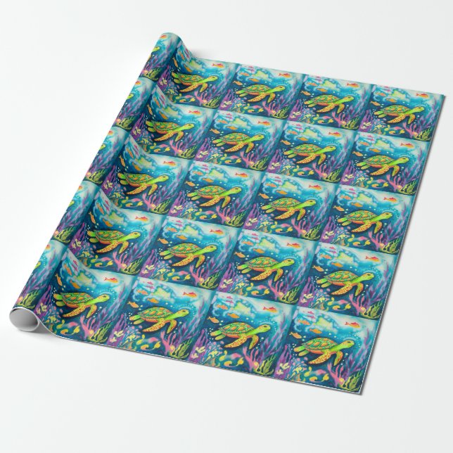 Papel De Presente Tartaruga de pintura (Desenrolado)