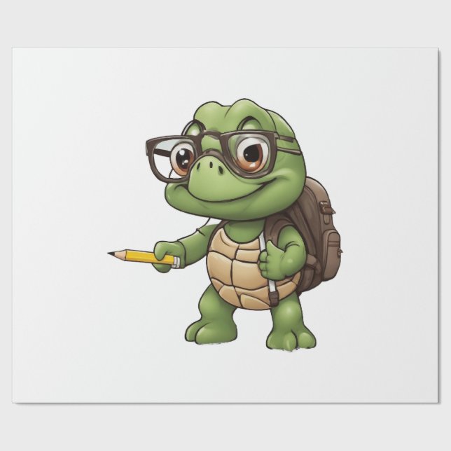 Papel De Presente Tartaruga de volta à escola (Aberto)
