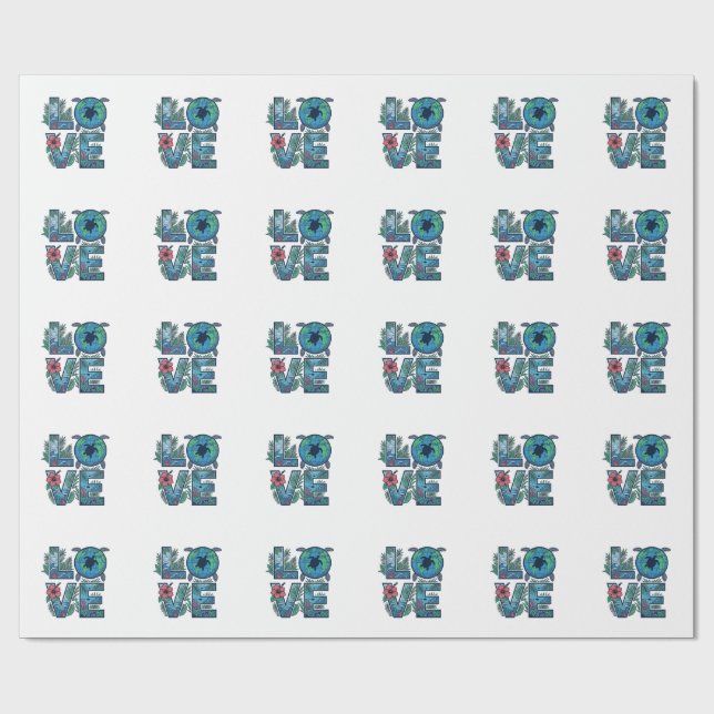 Papel De Presente Tartaruga Marinha Terra Tropical (Aberto)