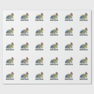 Papel De Presente Tartaruga Patriótica América Design de Gravura Vin
