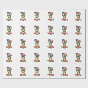 Papel De Presente Tartaruga Patriótica ‘Merica Vetor Vintage