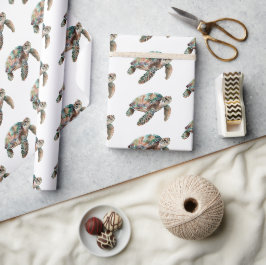 Papel De Presente Tartaruga Verde Teal