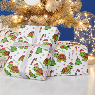Papel De Presente Tartarugas Felizes Natal Árvore de Natal Feriados