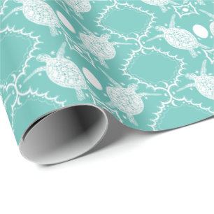 Papel De Presente Tartarugas marinhas Tortas Luas Oceânicas Presente
