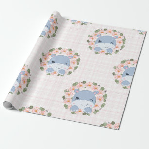 Papel De Presente Tatuagem de Hipopótamo e Flor